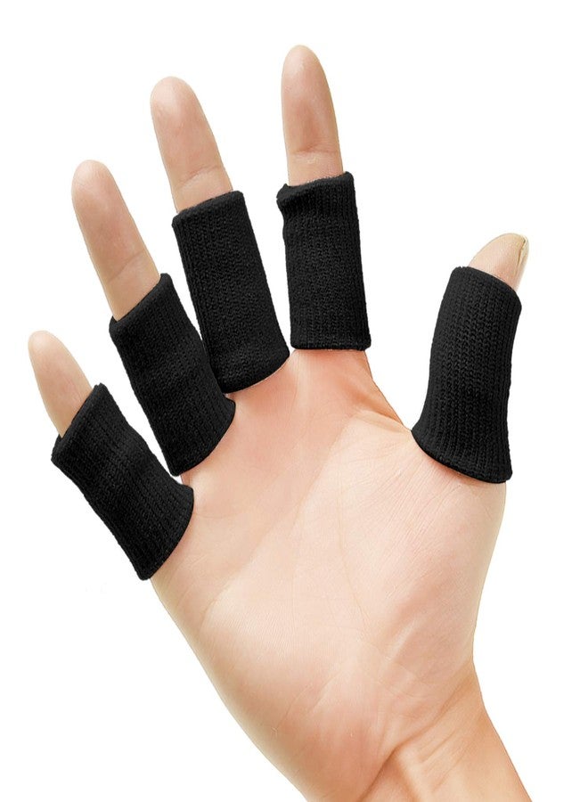 Senkary 20 Pieces Finger Compression Sleeves Elastic Finger Protectors Thumb Splint Brace for Arthritis Pain Relief, Basketball Sport (Black) - Image 1